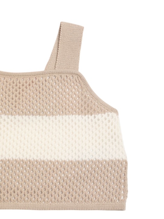 MAX&Co.: Top in cotone crochet a righe - Beige/Bianco - kids-girls_1 | Luisa Via Roma