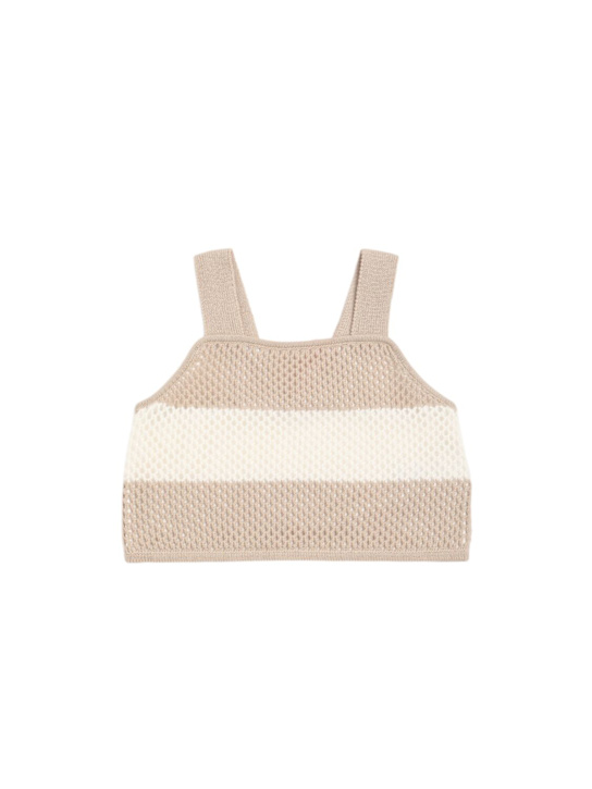 MAX&Co.: Top in cotone crochet a righe - Beige/Bianco - kids-girls_0 | Luisa Via Roma