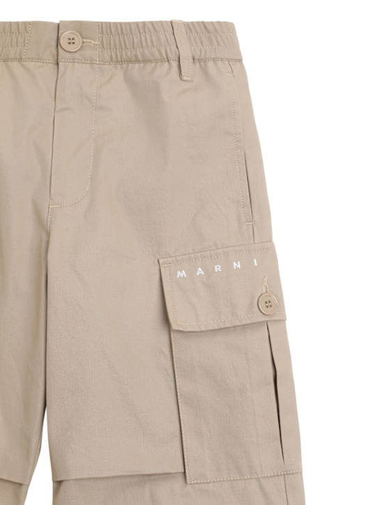 Marni Junior: コットンギャバジンカーゴパンツ - ベージュ - kids-boys_1 | Luisa Via Roma