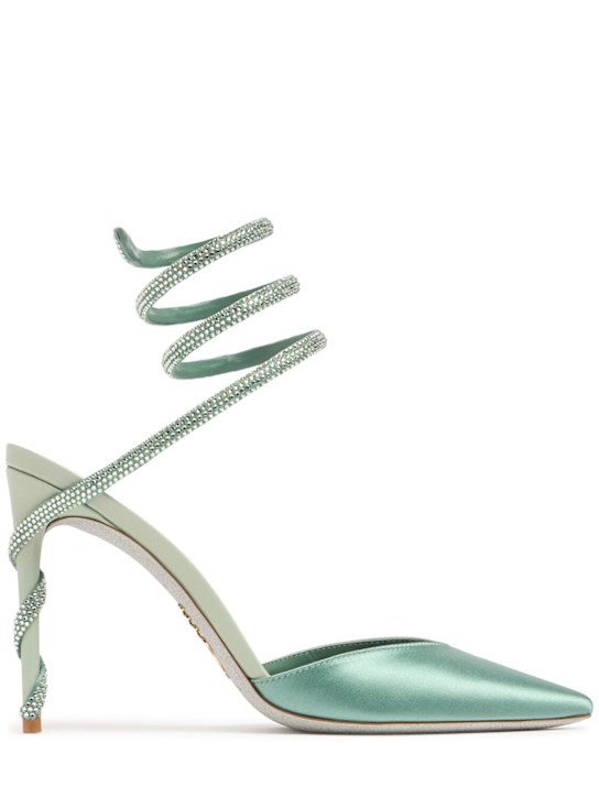 René Caovilla: 105mm Embellished satin pumps - women_0 | Luisa Via Roma