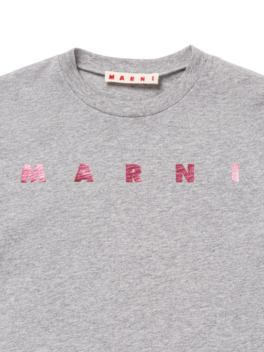 Marni Junior: T-shirt cropped in jersey di cotone - Grigio - kids-girls_1 | Luisa Via Roma