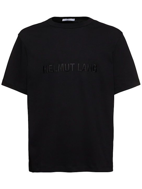 Helmut Lang: T-shirt in cotone con logo - men_0 | Luisa Via Roma