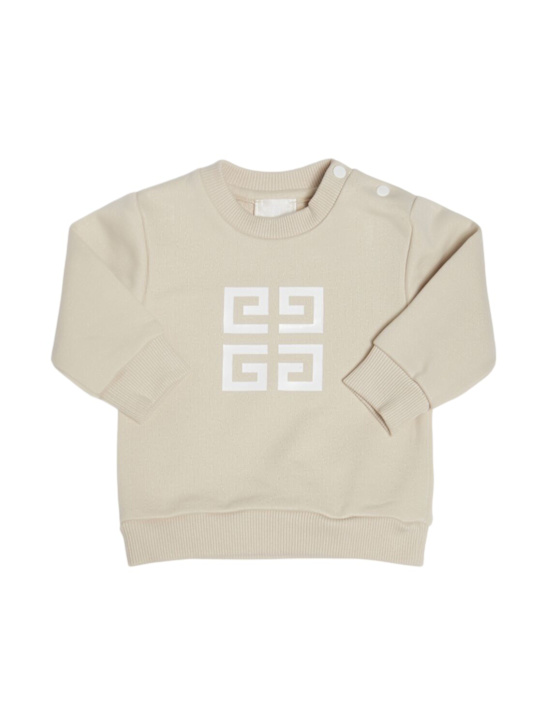 Givenchy: Cotton blend sweatshirt w/logo - Beige - kids-boys_0 | Luisa Via Roma