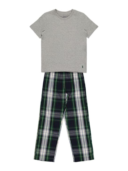 Polo Ralph Lauren: T-shirt e pantaloni in twill di cotone con stampa - kids-boys_0 | Luisa Via Roma