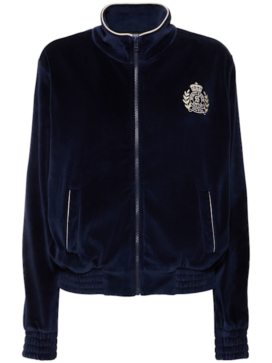 Sporty & Rich: NY Crest velour track jacket - women_0 | Luisa Via Roma