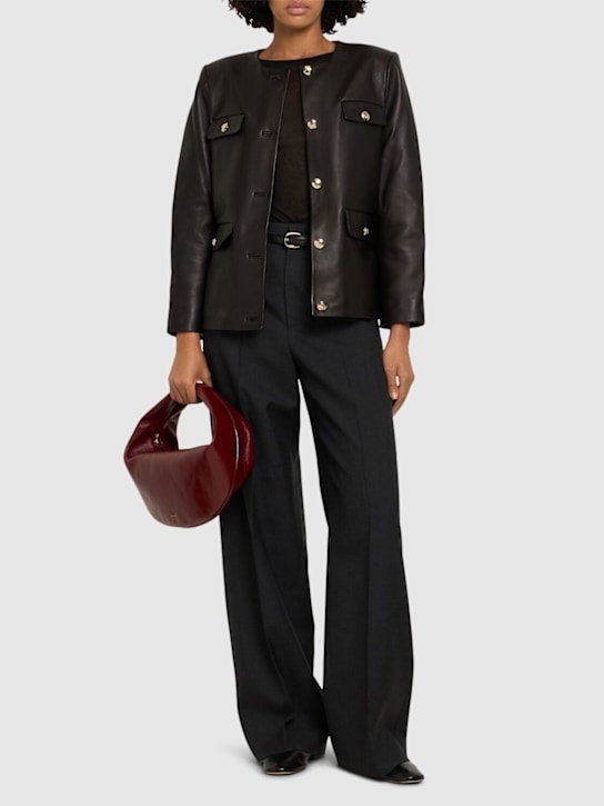 ANINE BING: Lydia leather jacket - Black - women_1 | Luisa Via Roma