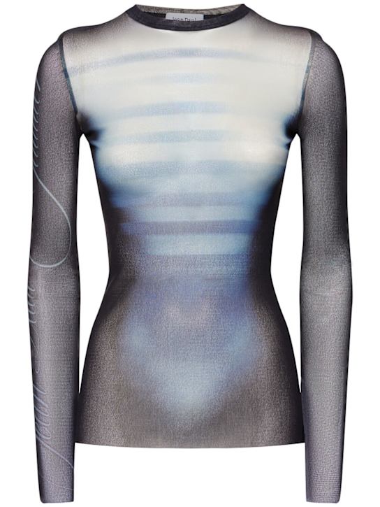 Jean Paul Gaultier: Le Mâle printed mesh top - Navy/Multi - women_0 | Luisa Via Roma