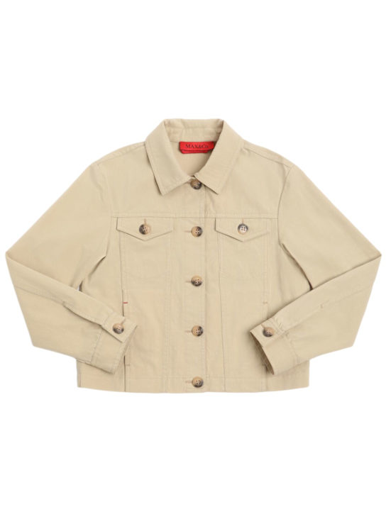 MAX&Co.: Giacca in gabardina di misto cotone - Beige - kids-girls_0 | Luisa Via Roma
