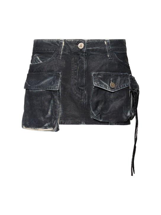 The Attico: Mat coated canvas mini skirt - Navy - women_0 | Luisa Via Roma