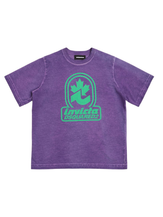 Dsquared2: Cotton jersey short sleeve t-shirt - Purple - kids-boys_0 | Luisa Via Roma