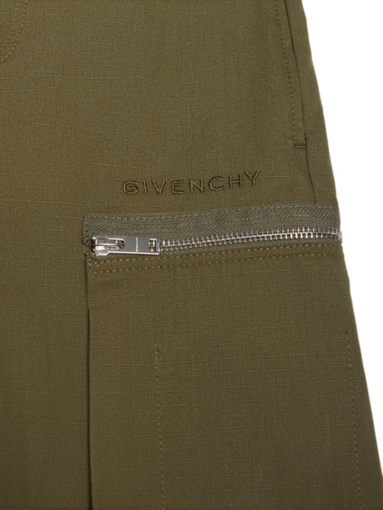 Givenchy: Cotton ripstop Bermuda shorts - Green - kids-boys_1 | Luisa Via Roma