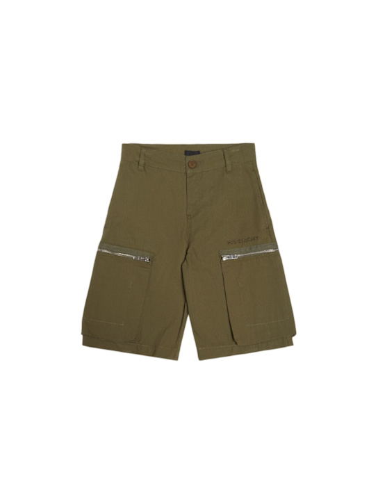 Givenchy: Cotton ripstop Bermuda shorts - Green - kids-boys_0 | Luisa Via Roma