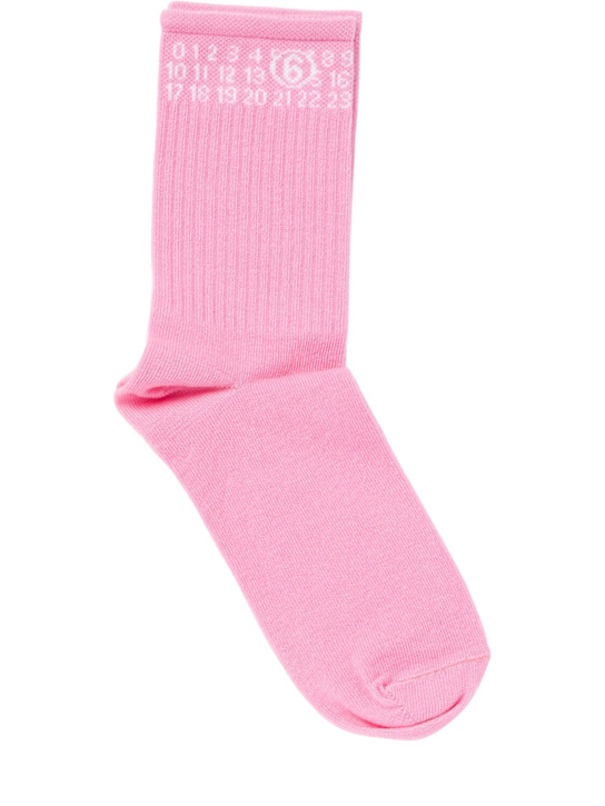 MM6 Maison Margiela: コットンブレンドソックス - ピンク - kids-boys_0 | Luisa Via Roma
