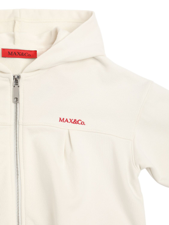 MAX&Co.: Felpa cropped in cotone con zip e cappuccio - Bianco - kids-girls_1 | Luisa Via Roma