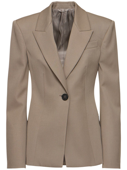 The Attico: Gabardine single breasted blazer - Taupe - women_0 | Luisa Via Roma