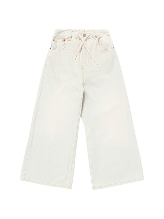 MM6 Maison Margiela: Cotton wide jeans - Light Blue - kids-girls_0 | Luisa Via Roma