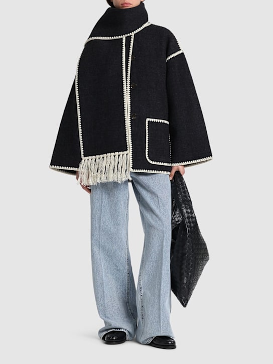 Toteme: Embroidered wool blend jacket w/scarf - women_1 | Luisa Via Roma