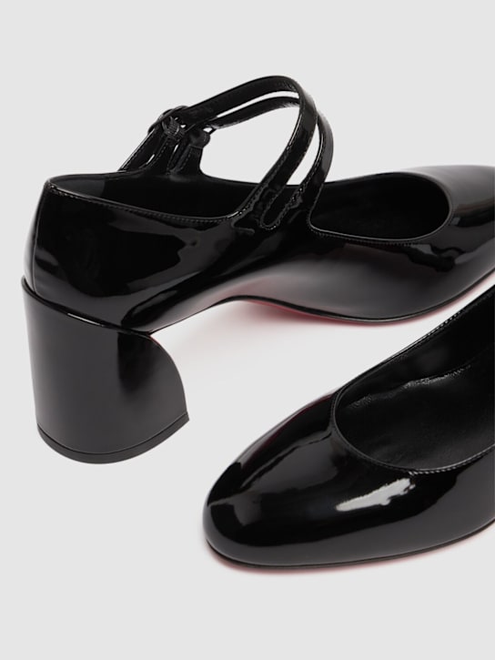 Christian Louboutin: 55mm Miss Jane patent leather pumps - Black - women_3 | Luisa Via Roma