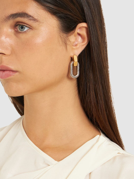 Rabanne: XL link animation drop earrings - Silver/Gold - women_1 | Luisa Via Roma