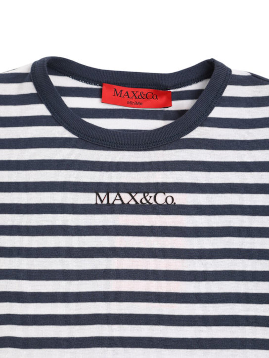 MAX&Co.: 자수 코튼 저지 티셔츠 - 블루 - kids-girls_1 | Luisa Via Roma