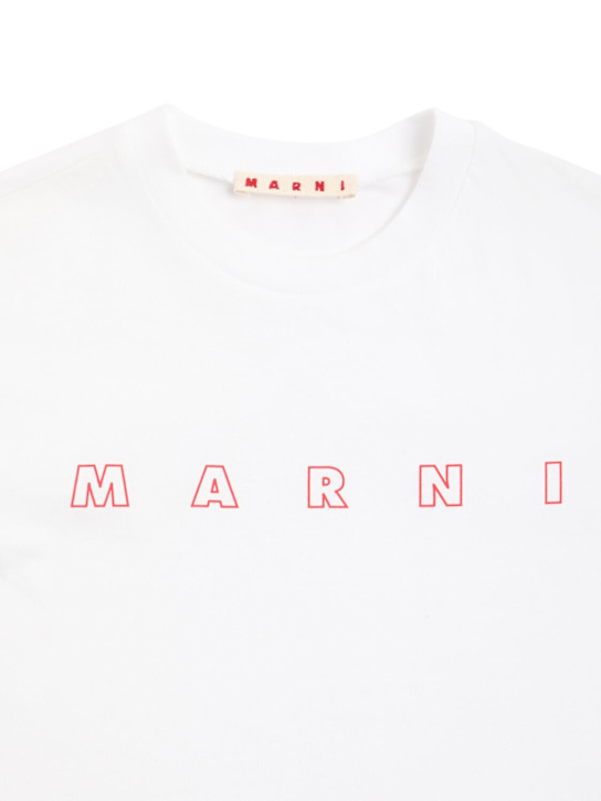 Marni Junior: Camiseta de jersey de algodón estampada - Blanco - kids-boys_1 | Luisa Via Roma