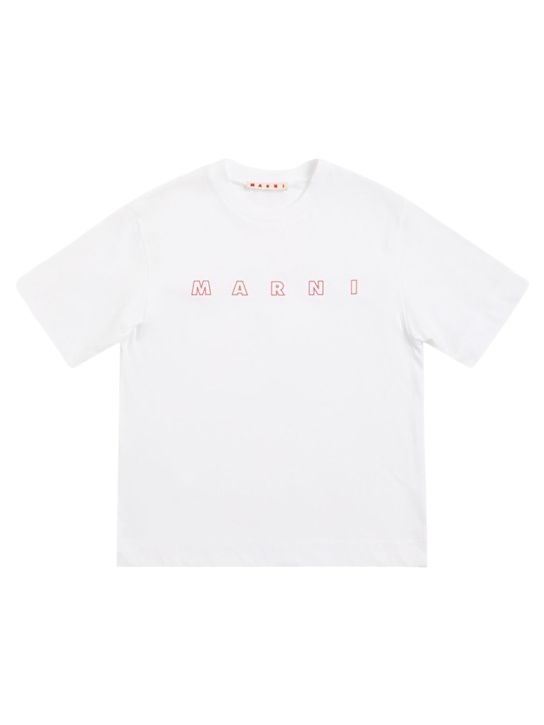 Marni Junior: Camiseta de jersey de algodón estampada - Blanco - kids-boys_0 | Luisa Via Roma