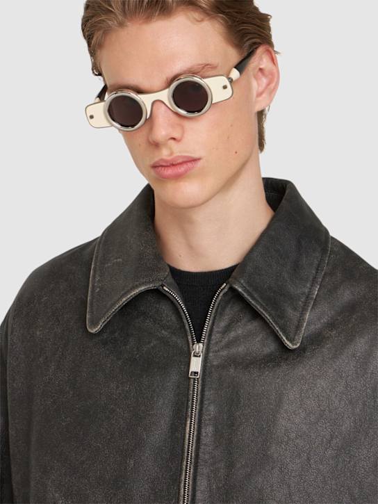 Kuboraum Berlin: J50 Round acetate & metal sunglasses - Ivory/Grey - men_2 | Luisa Via Roma