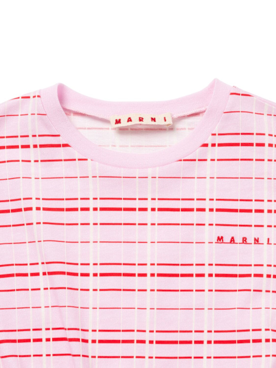 Marni Junior: Crop top in jersey di cotone stampato - Bianco/Rosa - kids-girls_1 | Luisa Via Roma
