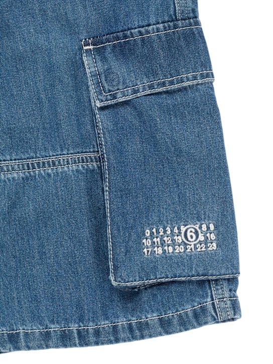 MM6 Maison Margiela: Cotton denim shorts - デニム - kids-boys_1 | Luisa Via Roma