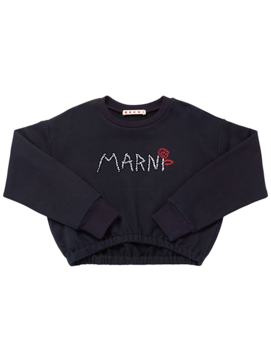 Marni Junior: コットンクロップドスウェットシャツ - kids-girls_0 | Luisa Via Roma