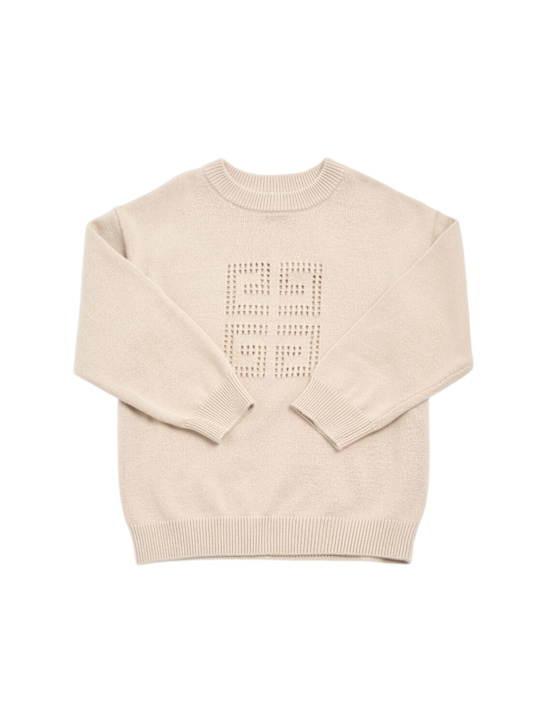 Givenchy: Suéter de punto de algodón y cashmere - Beige - kids-girls_0 | Luisa Via Roma