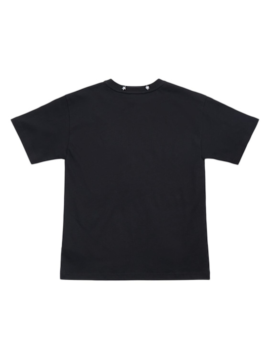 Givenchy: Embroidered cotton jersey t-shirt - Black - kids-girls_2 | Luisa Via Roma