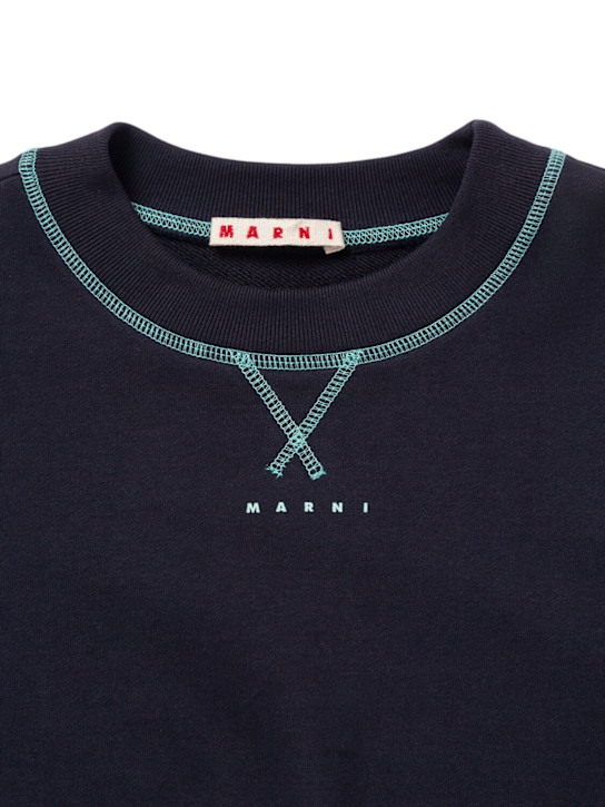 Marni Junior: コットンクロップドスウェットシャツ - ダークブルー - kids-girls_1 | Luisa Via Roma