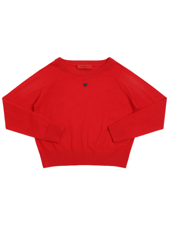 MAX&Co.: Embroidered wool knit sweater - Red - kids-girls_0 | Luisa Via Roma