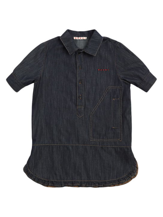 Marni Junior: Vestito in denim di cotone - Blu - kids-girls_0 | Luisa Via Roma