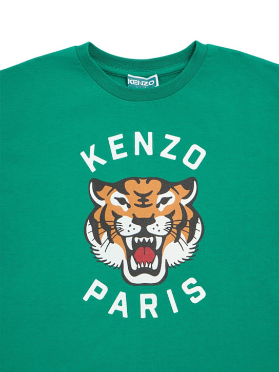 Kenzo Kids: コットンジャージーTシャツ - グリーン - kids-boys_1 | Luisa Via Roma