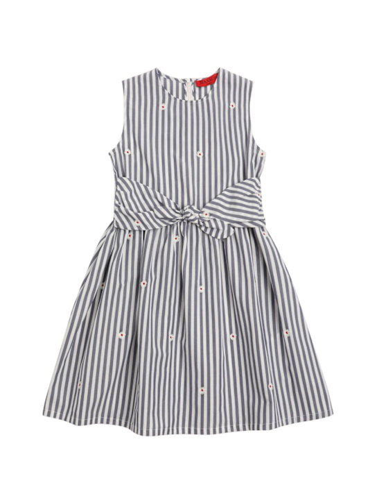 MAX&Co.: Vestito Daisy in misto cotone con ricami - Bianco/Blu - kids-girls_0 | Luisa Via Roma