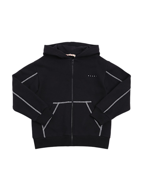 Marni Junior: Zip-up cotton sweatshirt hoodie - Dark Blue - kids-boys_0 | Luisa Via Roma