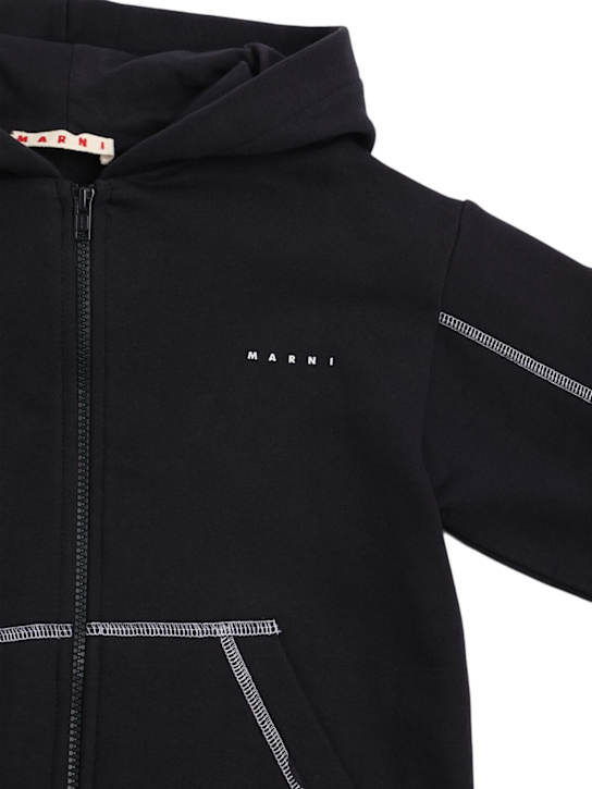 Marni Junior: Zip-up cotton sweatshirt hoodie - Dark Blue - kids-boys_1 | Luisa Via Roma