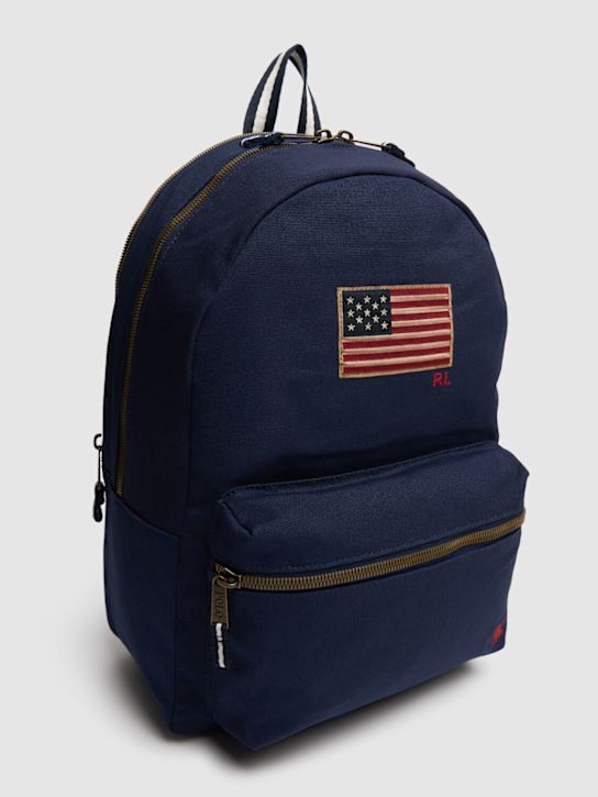 Polo Ralph Lauren: Americana print cotton canvas backpack - Blue - kids-boys_1 | Luisa Via Roma