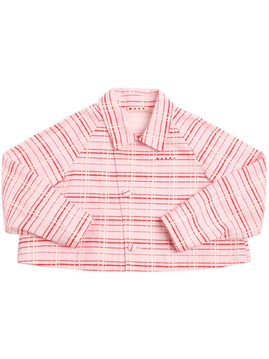 Marni Junior: Giacca in gabardina di cotone stampata - Rosa/Bianco - kids-girls_0 | Luisa Via Roma