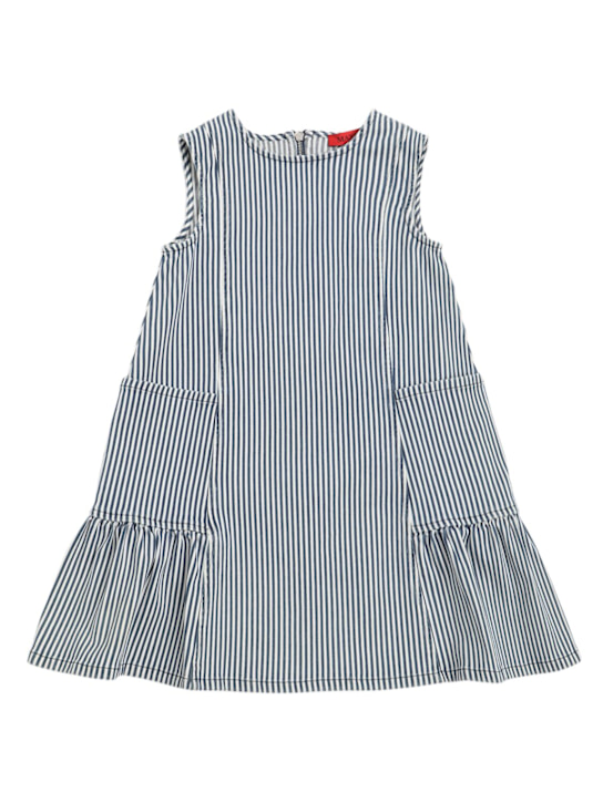 MAX&Co.: Vestito in denim di misto cotone con stampa - Bianco/Blu - kids-girls_0 | Luisa Via Roma