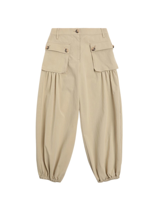 MAX&Co.: Pantaloni cargo in gabardina di misto cotone - Beige - kids-girls_0 | Luisa Via Roma