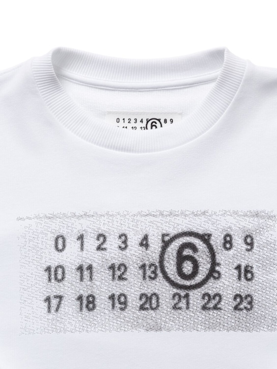 MM6 Maison Margiela: Printed cotton crewneck sweatshirt - White - kids-boys_1 | Luisa Via Roma