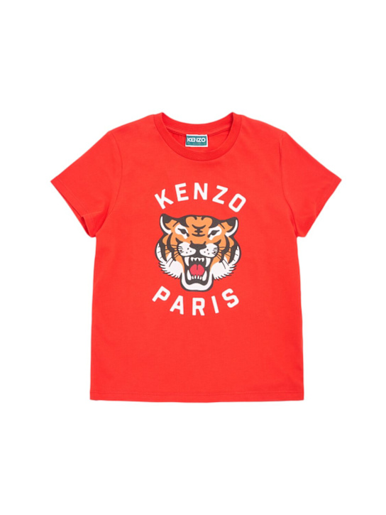 Kenzo Kids: コットンジャージーTシャツ - レッド - kids-boys_0 | Luisa Via Roma