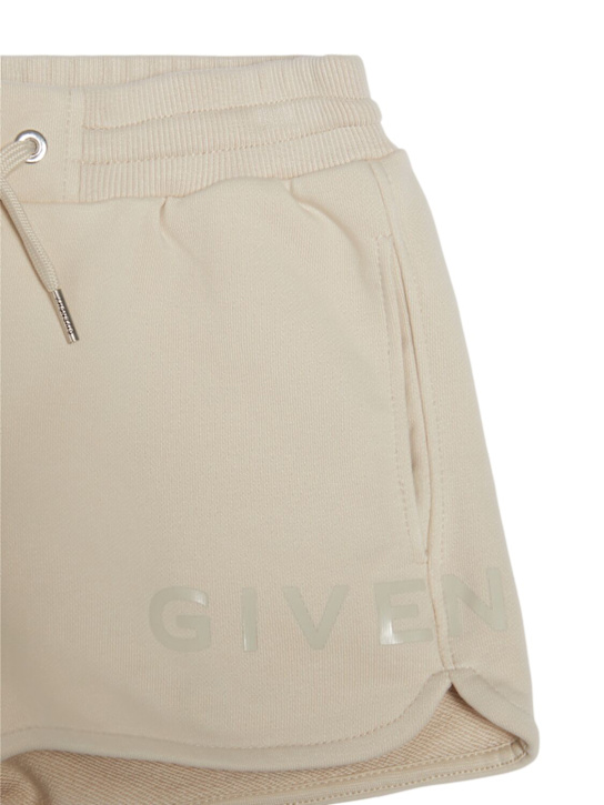 Givenchy: コットンスウェットショートパンツ - ベージュ - kids-girls_1 | Luisa Via Roma