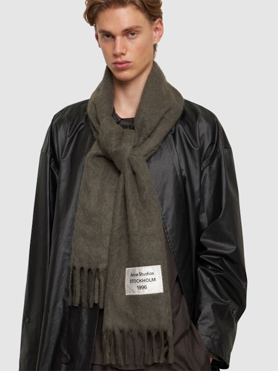 Acne Studios: Alpaca blend logo scarf - men_1 | Luisa Via Roma