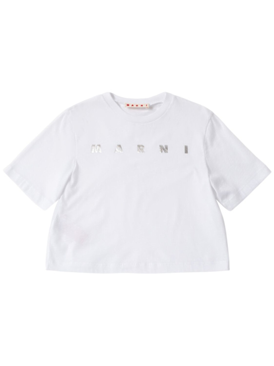 Marni Junior: Bedrucktes Crop-T-Shirt aus Baumwolljersey - kids-girls_0 | Luisa Via Roma
