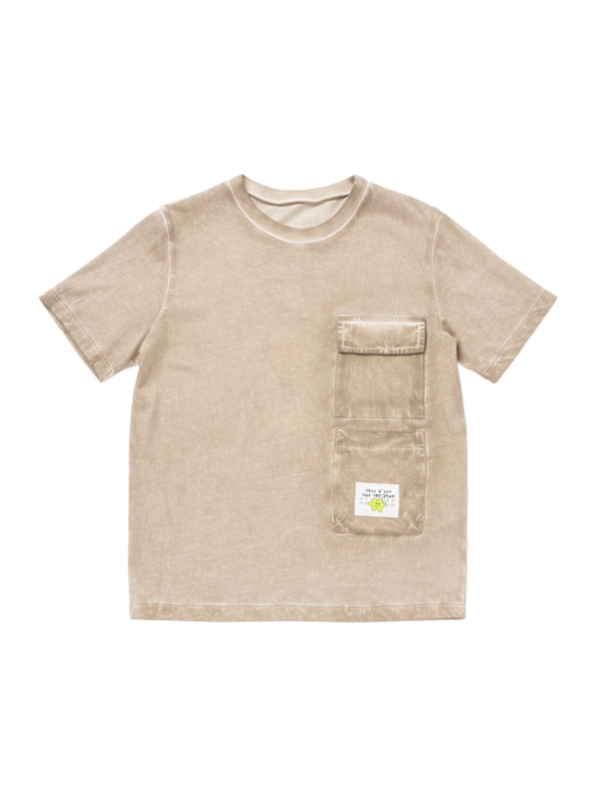 MM6 Maison Margiela: コットンジャージーTシャツ - ベージュ - kids-boys_0 | Luisa Via Roma