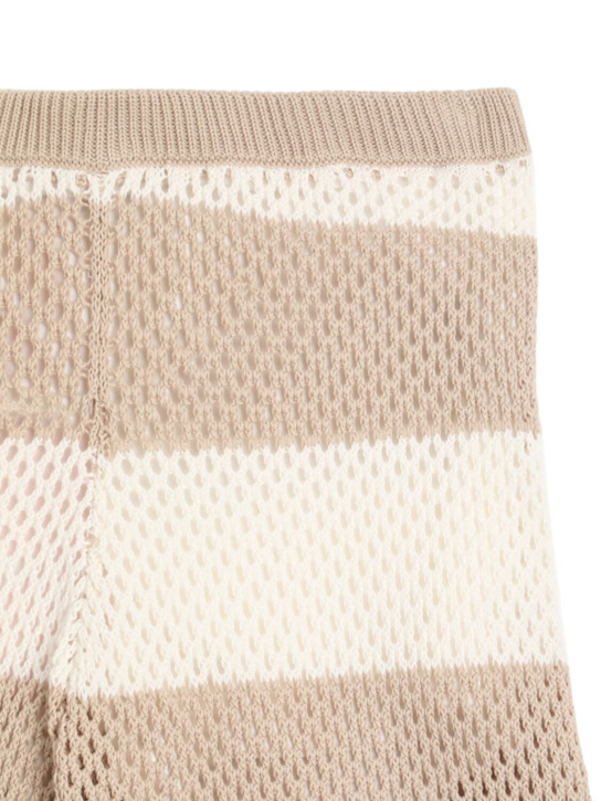 MAX&Co.: Pantaloni in cotone crochet a righe - Beige/Bianco - kids-girls_1 | Luisa Via Roma